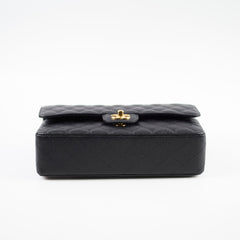 Chanel Medium/Large Caviar Double Classic Flap Black Microchipped