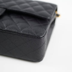 Chanel Medium/Large Caviar Double Classic Flap Black Microchipped