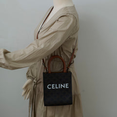 Celine Vertical Cabas Canvas Logo Mini Tote