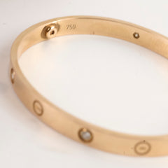 Cartier Love Bracelet Pink Gold 4 Diamonds Size 19