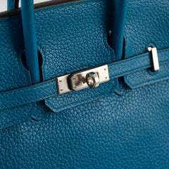 Hermes Birkin 25 Clemence Bleu Izmir 2015