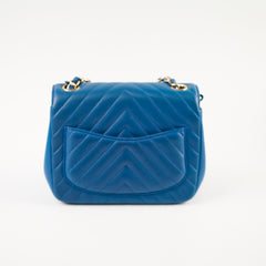 Chanel Mini Square Chevron Bag Blue