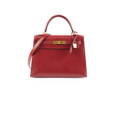 Hermes Kelly 28 Rouge Vintage Box Calf - Stamp E Square 2001