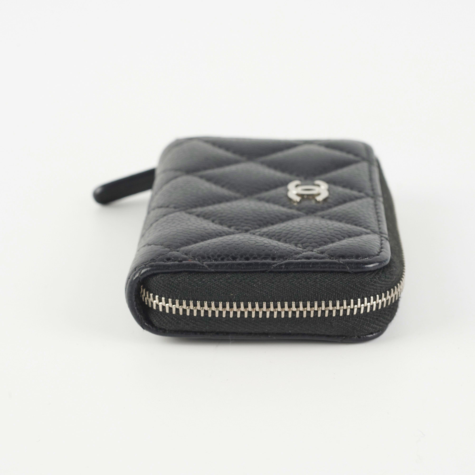 CHANEL Caviar Quilted CC Zip Card Holder Black 1263598