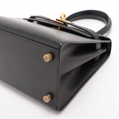 Hermes Mini Kelly 20 Box Calf Black - V Circle Square