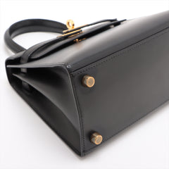 Hermes Mini Kelly 20 Box Calf Black - V Circle Square