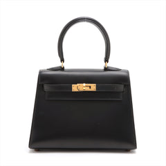 Hermes Mini Kelly 20 Box Calf Black - V Circle Square