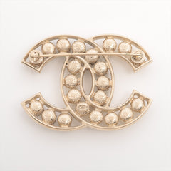 Chanel Coco Logo Rhinestone Pearl Brooch Costume Jewellery