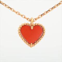 Van Cleef & Arpels Sweet Alhambra Hearts Carnelian Necklace