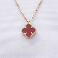 Van Cleef & Arpels VCA  Sweet Alhambra Pendant Carnelian Necklace