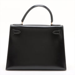 Hermes Kelly 28 Black Box Leather Circle L Stamp