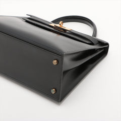 Hermes Kelly 28 Black Box Leather Circle L Stamp