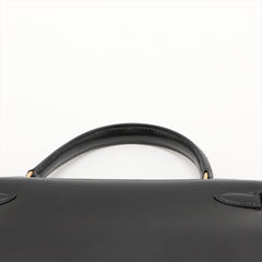 Hermes Kelly 28 Black Box Leather Circle L Stamp