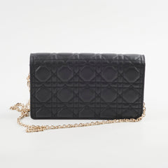 Christian Dior Wallet On Chain WOC Black Lambskin Crossbody