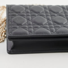 Christian Dior Wallet On Chain WOC Black Lambskin Crossbody