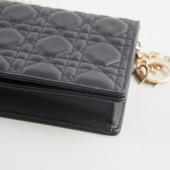 Christian Dior Wallet On Chain WOC Black Lambskin Crossbody