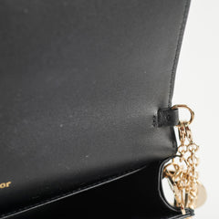 Christian Dior Wallet On Chain WOC Black Lambskin Crossbody