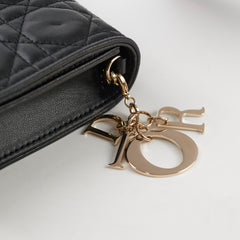 Christian Dior Wallet On Chain WOC Black Lambskin Crossbody