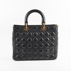 Christian Dior Lady Dior Large Lambskin Black