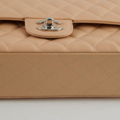 Chanel Medium/Large Caviar Double Classic Flap Beige