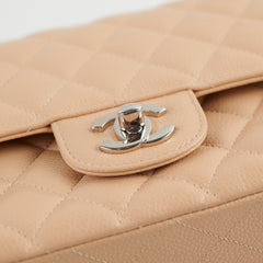 Chanel Medium/Large Caviar Double Classic Flap Beige