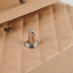 Chanel Medium/Large Caviar Double Classic Flap Beige