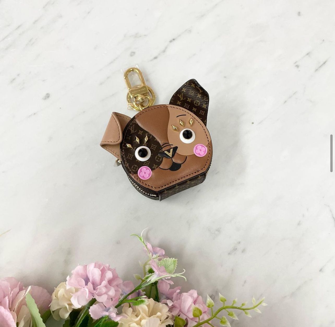 NEW Louis Vuitton Puppy Bag Charm and Key Holder tag Monogram LV purse dog  LE