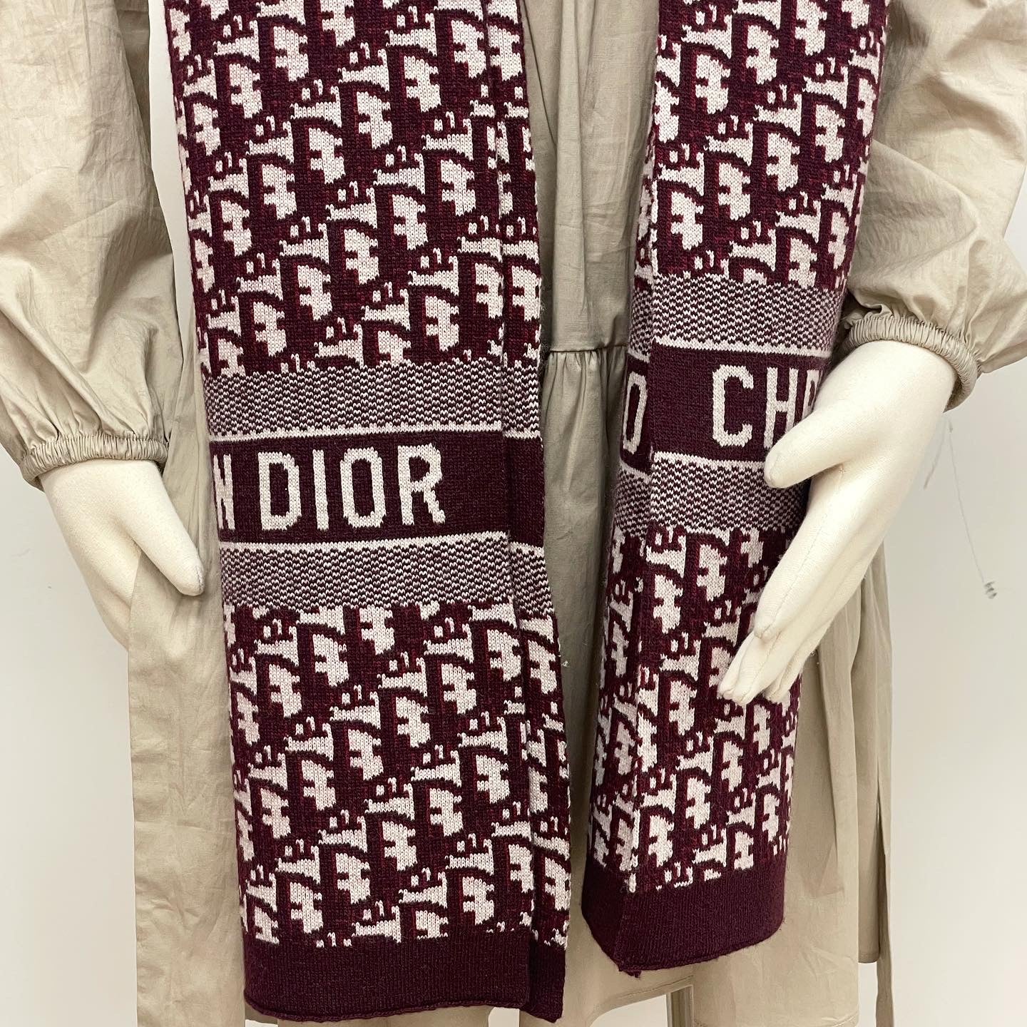 Dior Scarf Oblique Burgundy Wool And Cashmere  THE PURSE AFFAIR