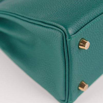 Hermes Kelly 32 Green Malachite Togo - Q Stamp - THE PURSE AFFAIR