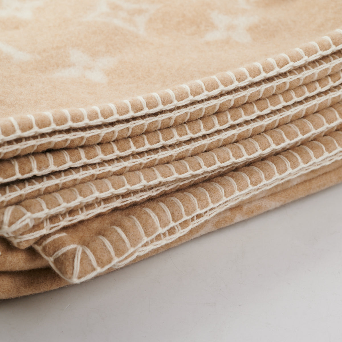 LOUIS VUITTON Wool Cashmere Monogram Blanket Beige 1214563