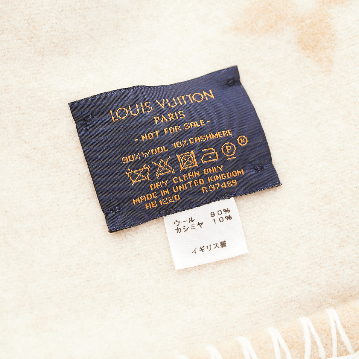 Authentic Louis Vuitton Neo Monogram Ivory Wool/Cashmere Blanket
