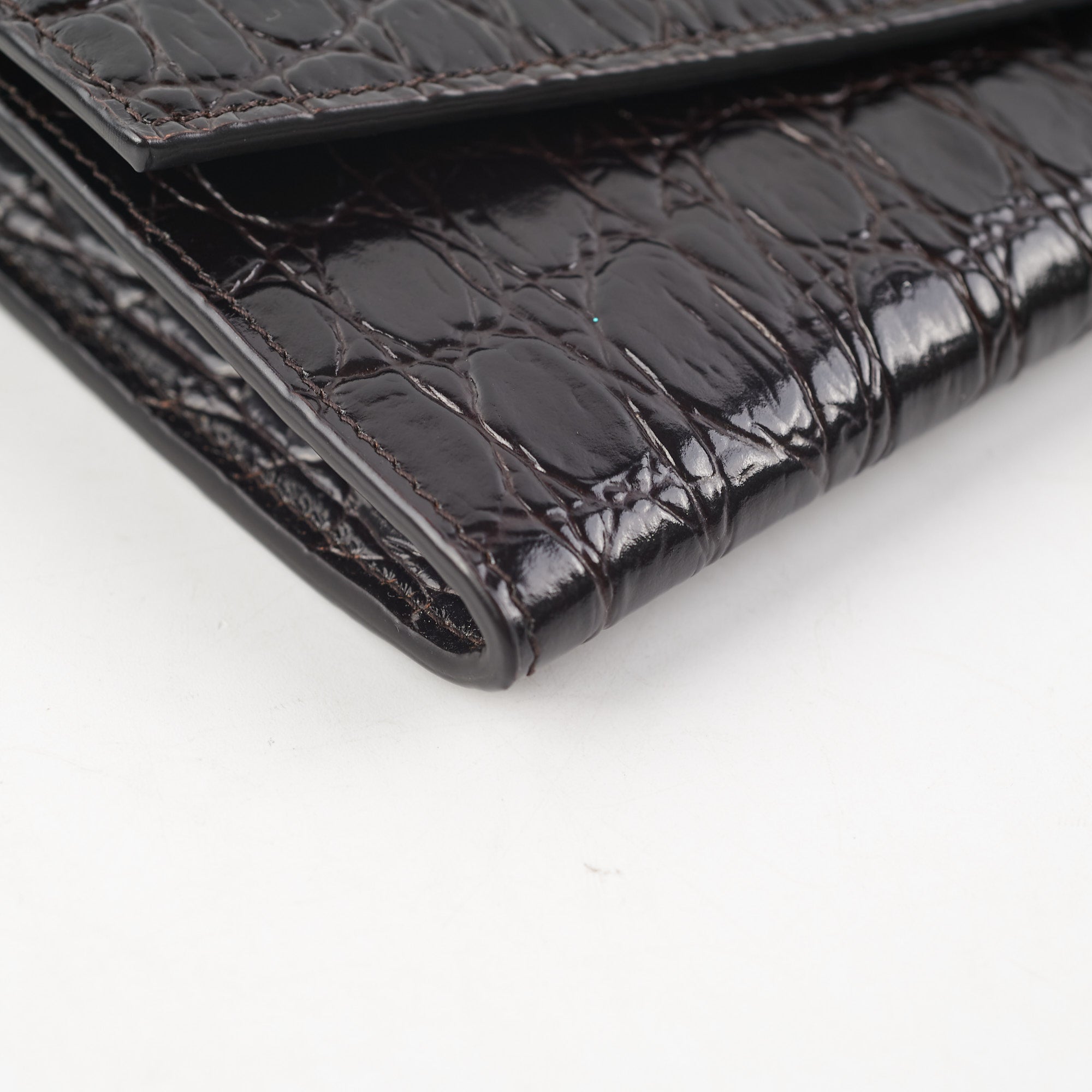 Saint Laurent Uptown Croc-effect Wallet on Chain WOC Black - THE PURSE  AFFAIR