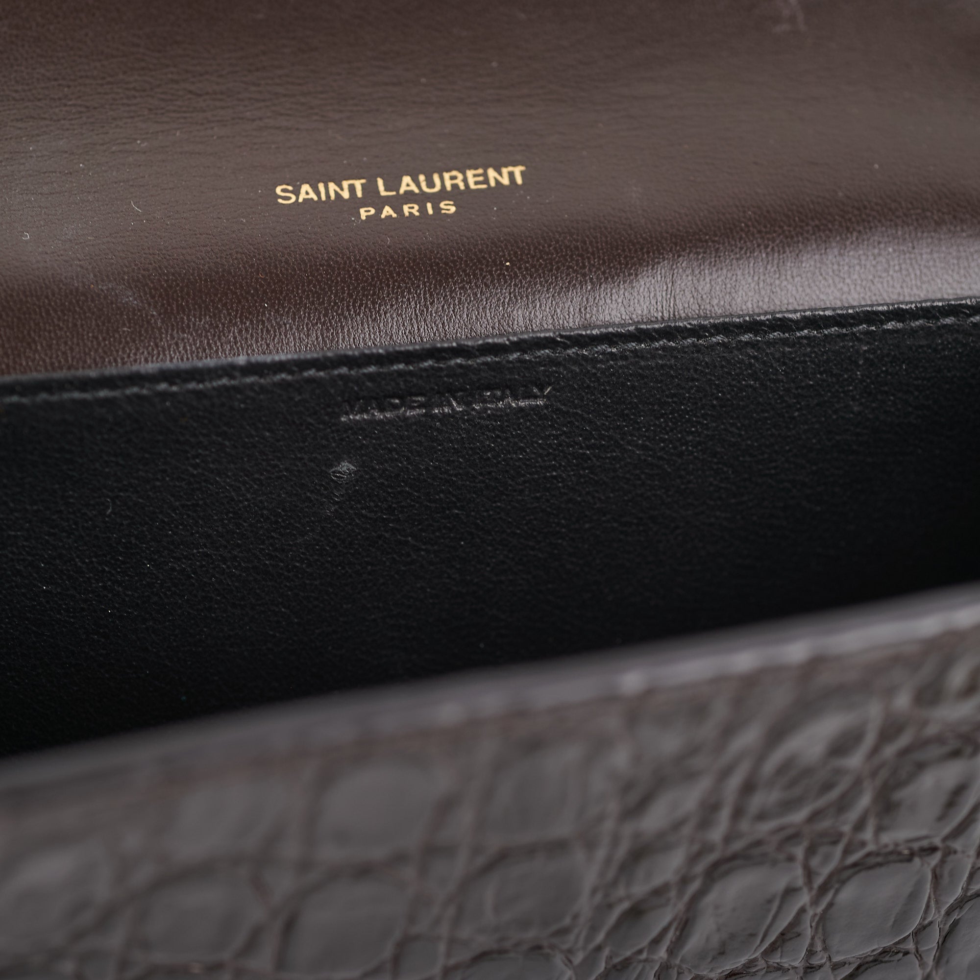 Saint Laurent Uptown Croc-effect Wallet on Chain WOC Black - THE PURSE  AFFAIR