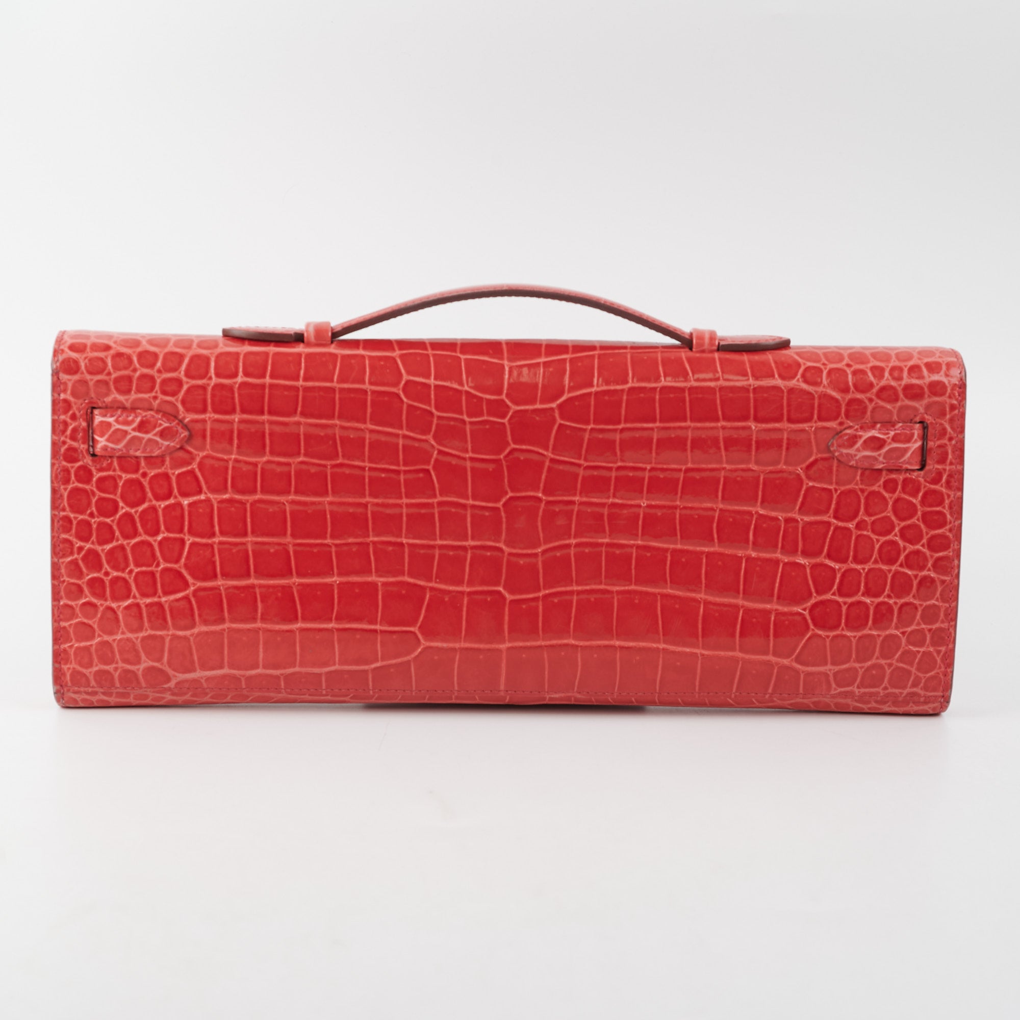 Hermes Kelly Cut Exotic Crocodile Poporus Red Croc Clutch - T stamp - THE  PURSE AFFAIR