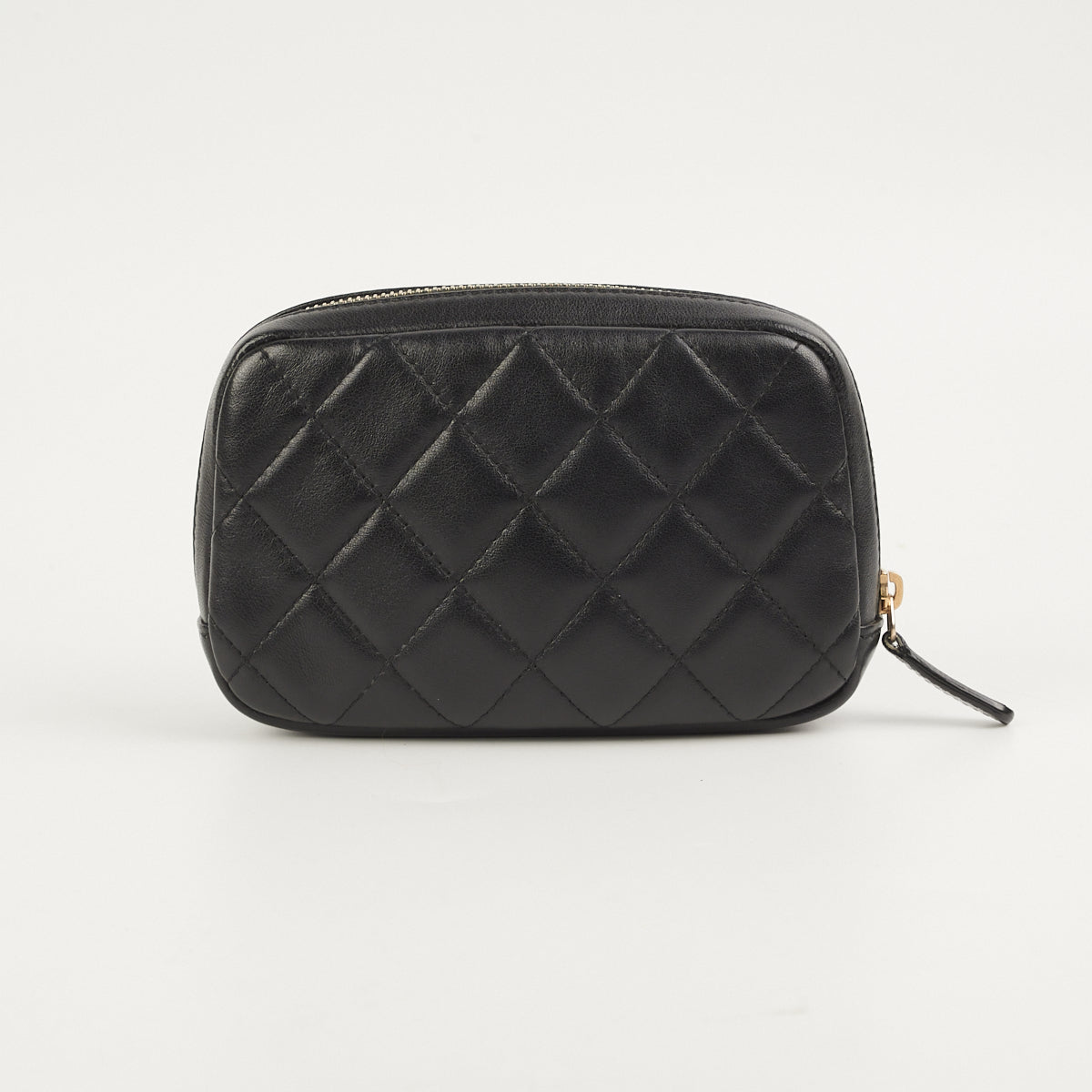 CHANEL Caviar Quilted Curvy Pouch Cosmetic Case Black 1289143
