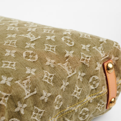 Louis Vuitton Green Monogram Denim Baggy GM Brown Light brown Leather Cloth  ref.382690 - Joli Closet