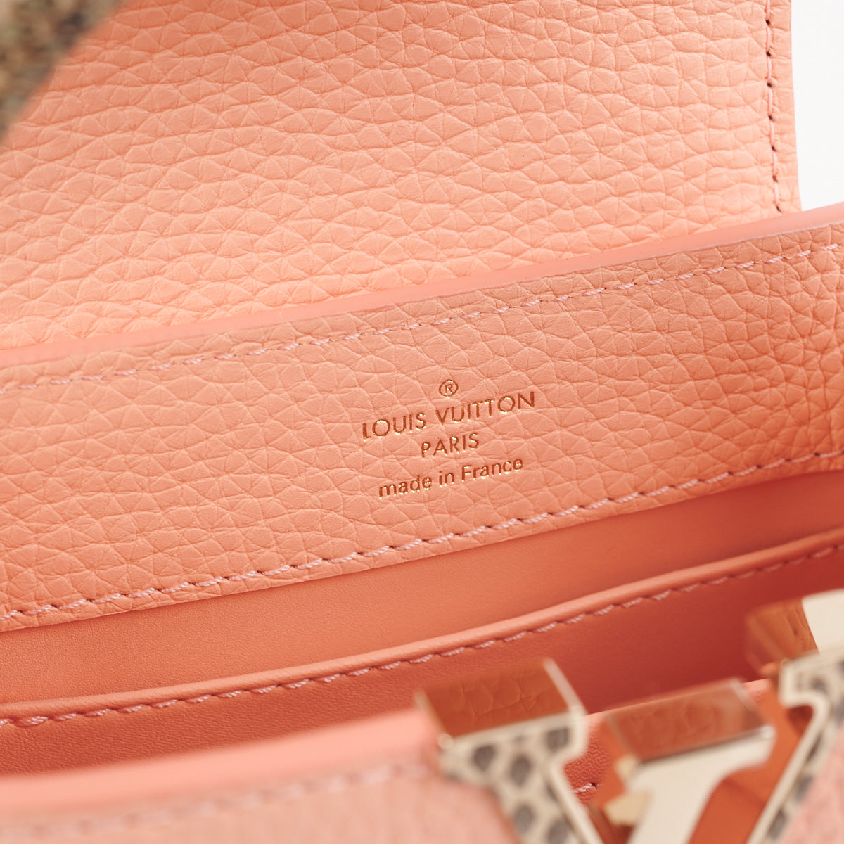 Louis Vuitton Capucines Mini Peach Lizard Handle - THE PURSE AFFAIR