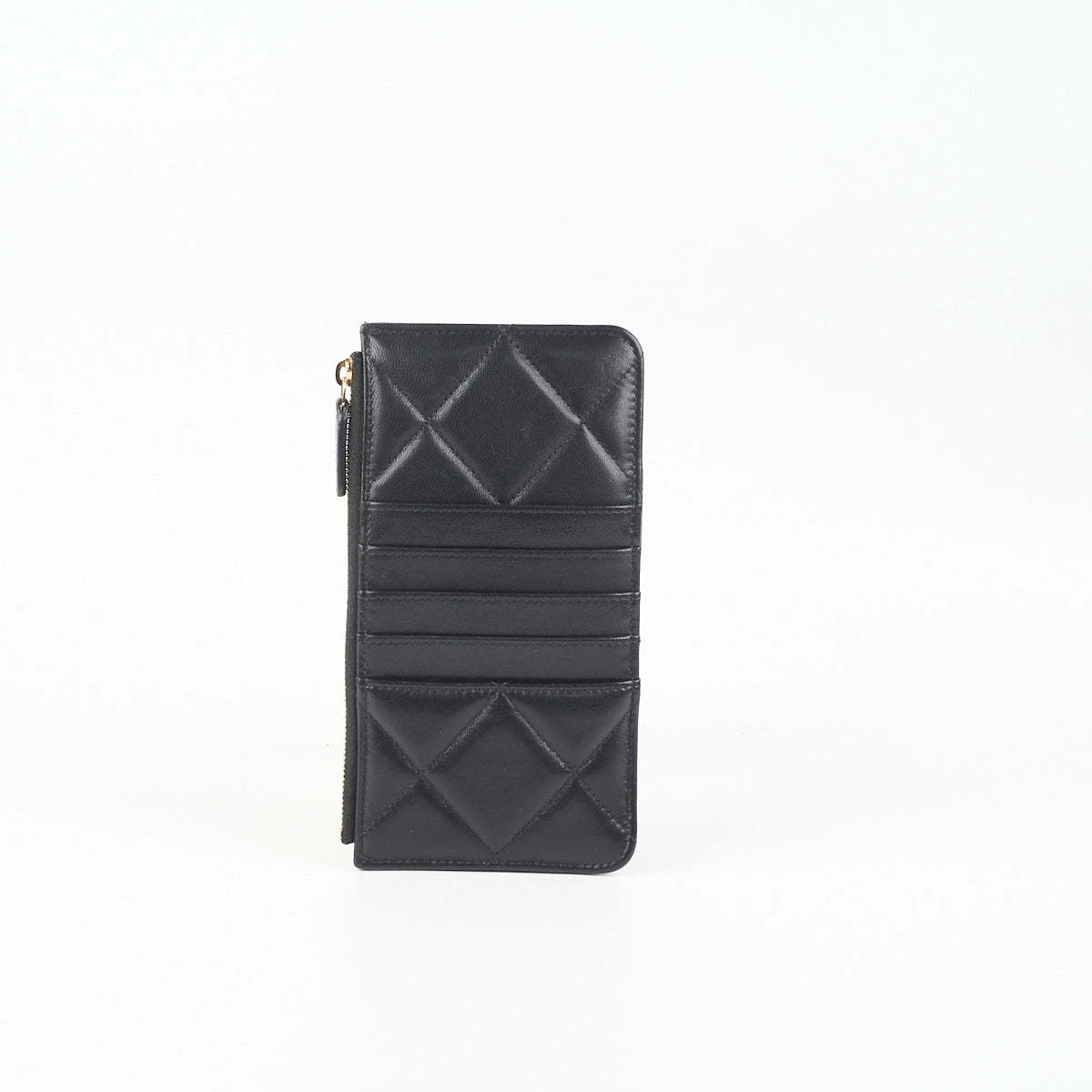 CHANEL Goatskin Quilted Chanel 19 Phone and Card Holder Black 1241095