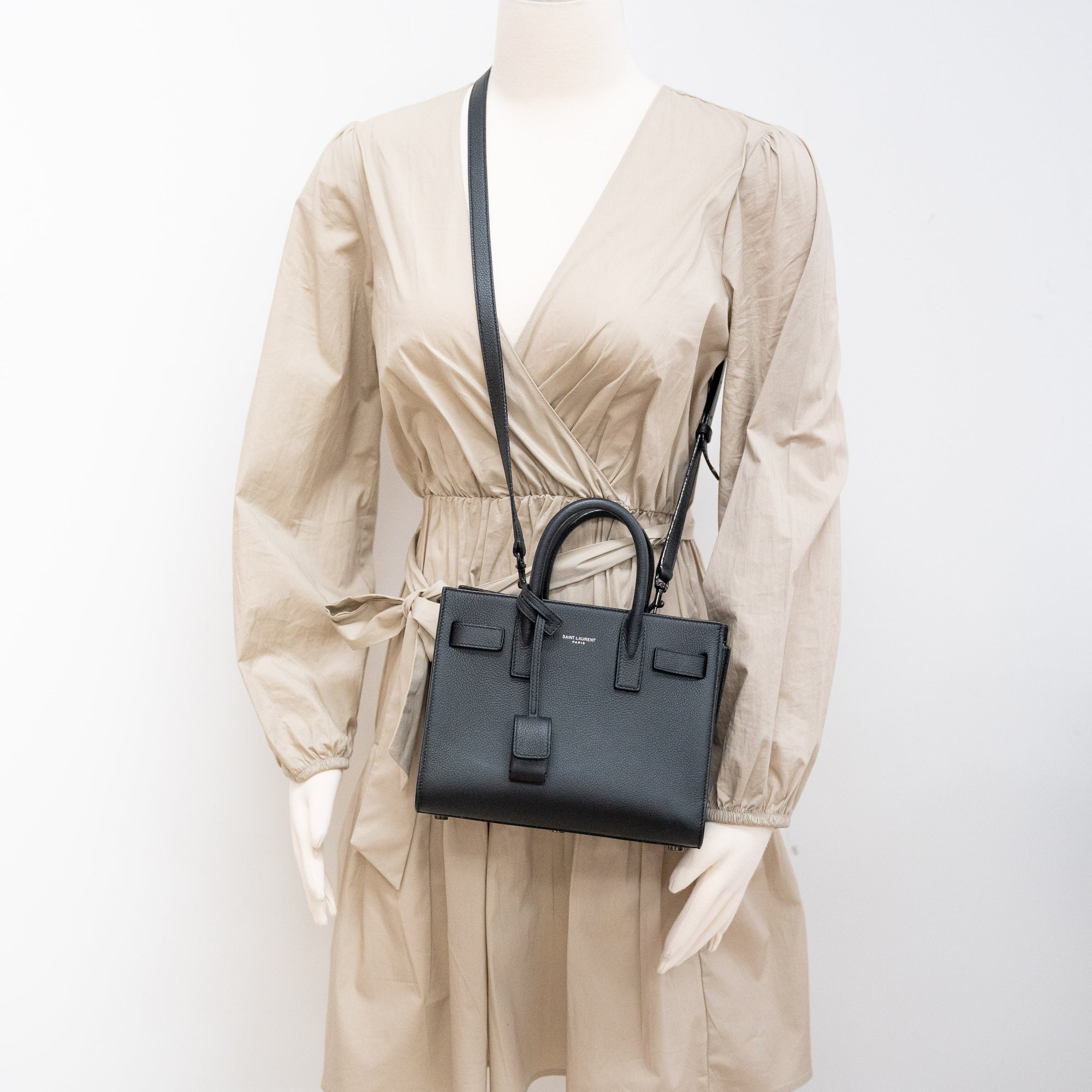 Yves Saint Laurent Nano Sac De Jour Bag In Rose Grained Leather – Green Go  Store