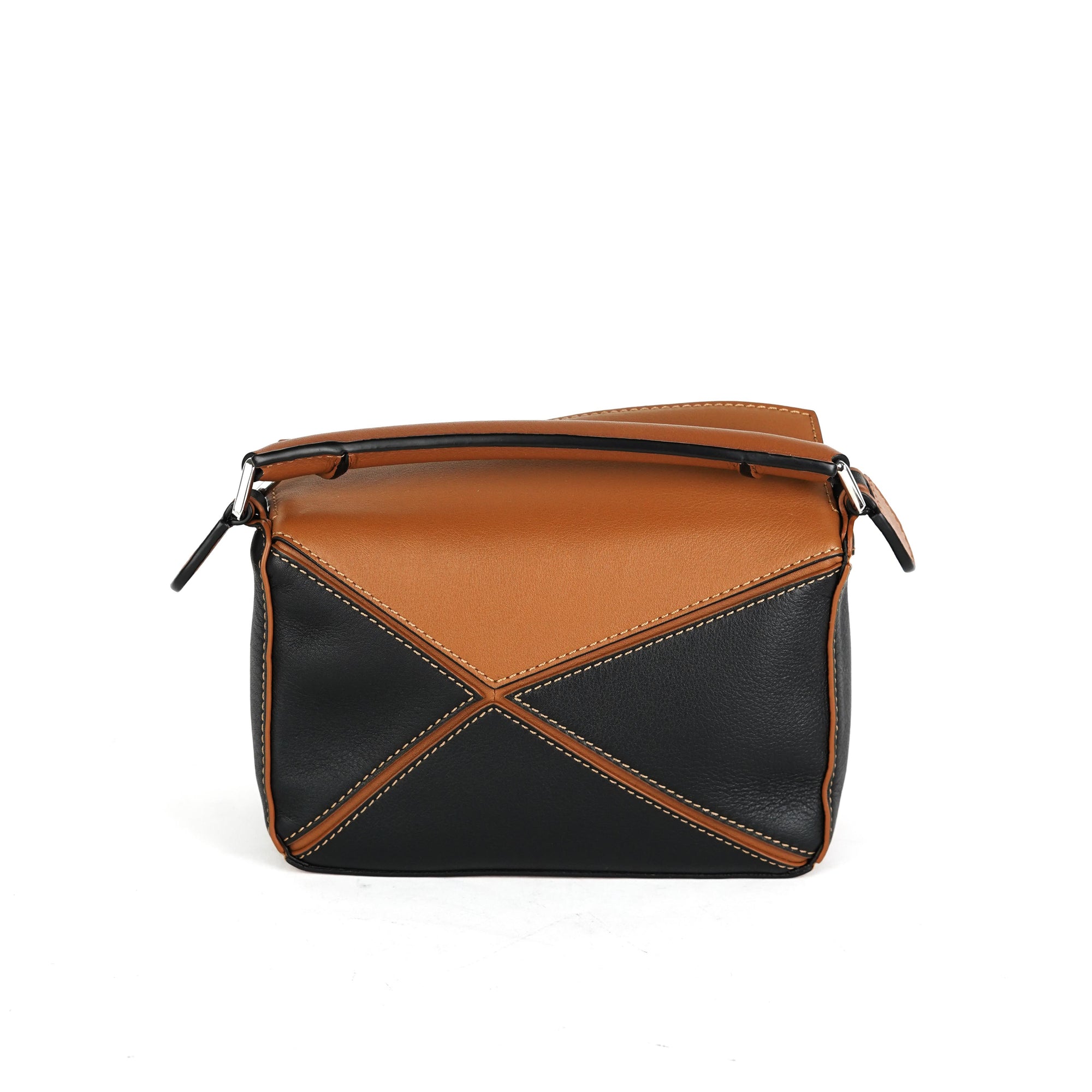 LOEWE Puzzle Mini Leather Bag Black/Tan in Leather with Silver