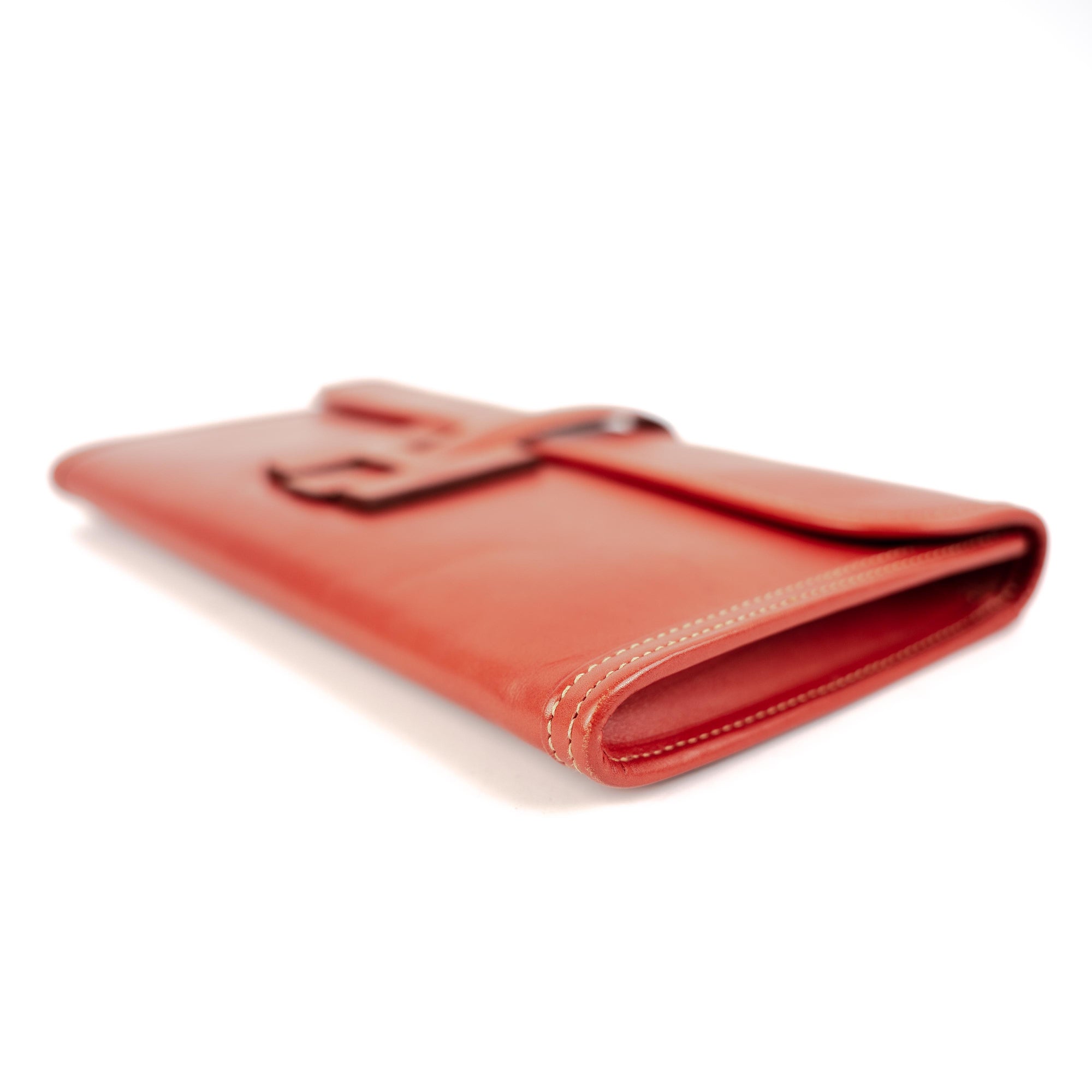 Hermès Jige Red Leather Clutch For Sale at 1stDibs