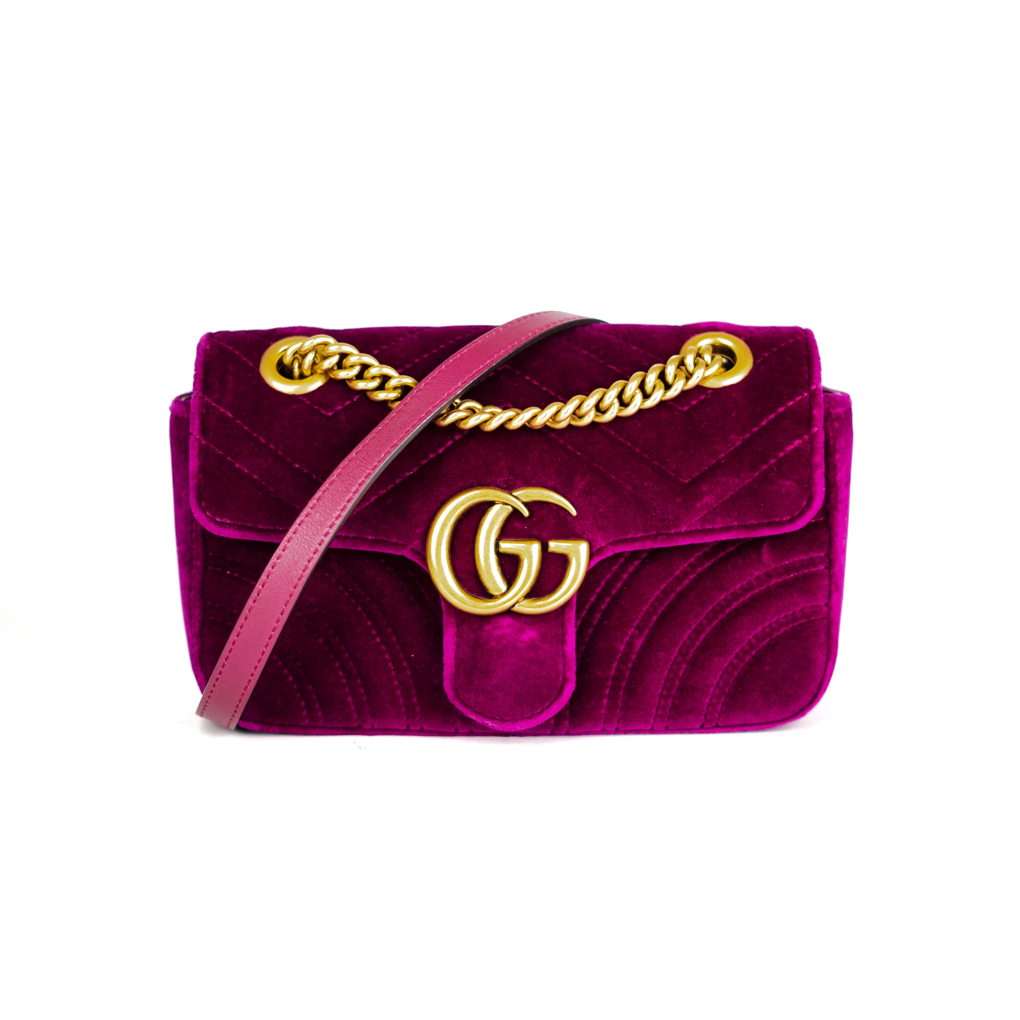 Gucci Marmont Velvet Red Small - THE PURSE AFFAIR