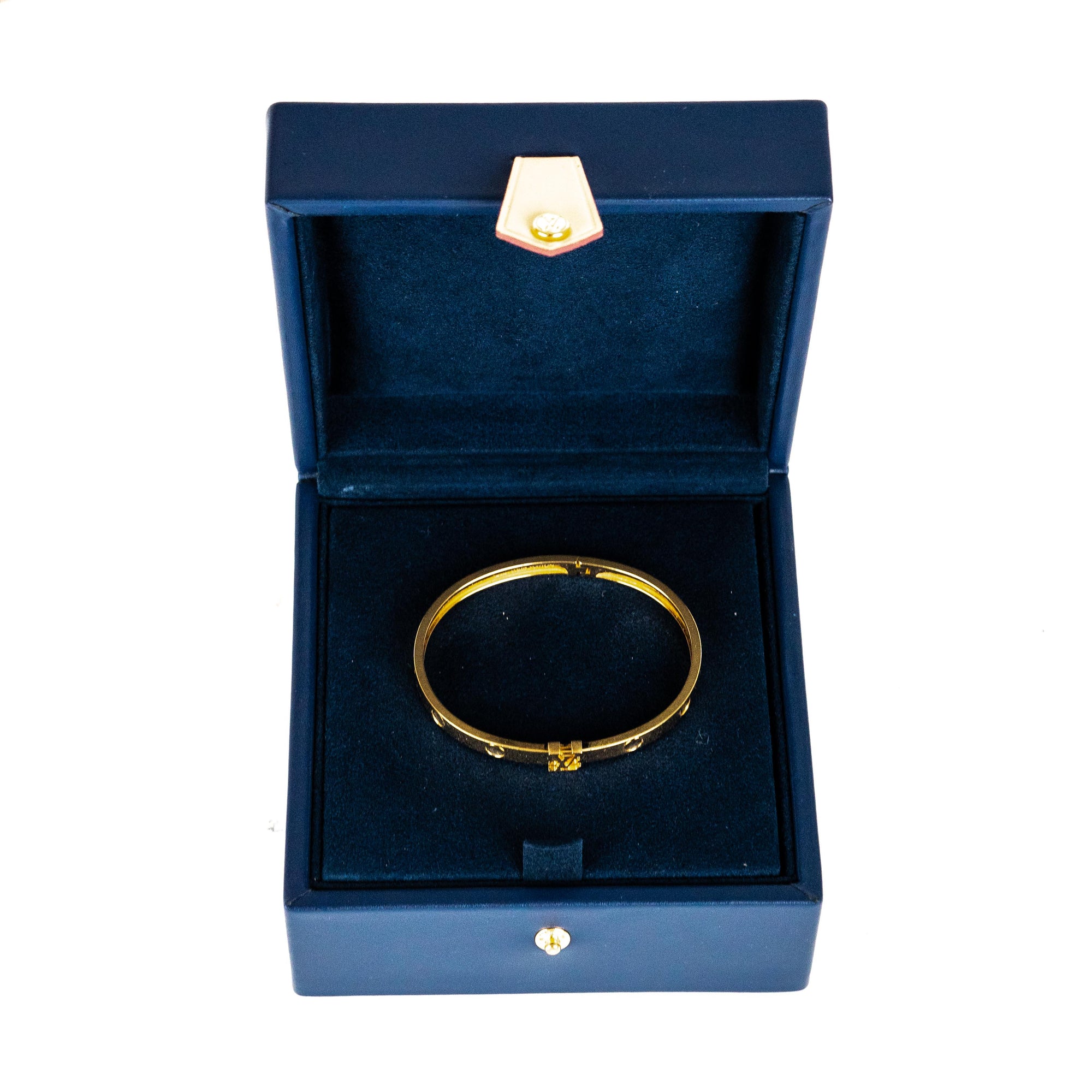 Louis Vuitton Empreinte 18K Yellow Gold Bangle Size Medium 16 at 1stDibs