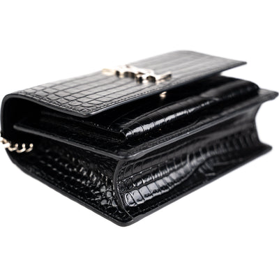 Saint Laurent Sunset Wallet on Chain Mini Black - THE PURSE AFFAIR