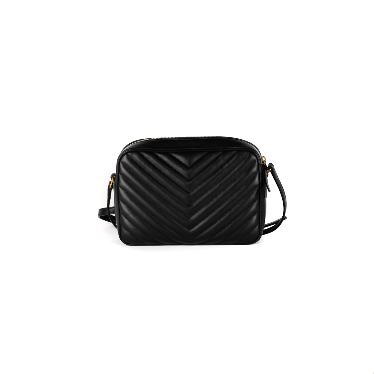 Saint Laurent Lou Camera Bag Dark Beige Chevron - THE PURSE AFFAIR