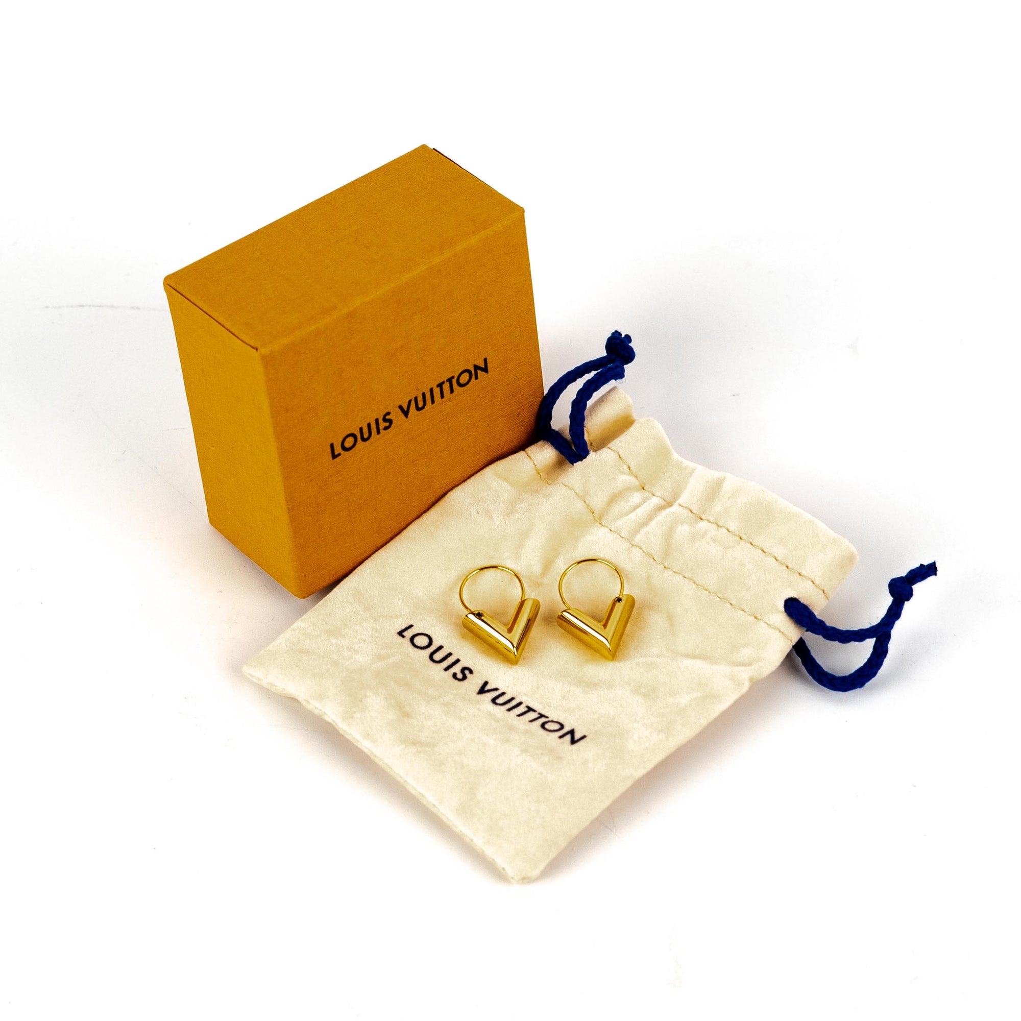 Louis Vuitton Essential V Hoop Earrings Gold - Luxury Helsinki