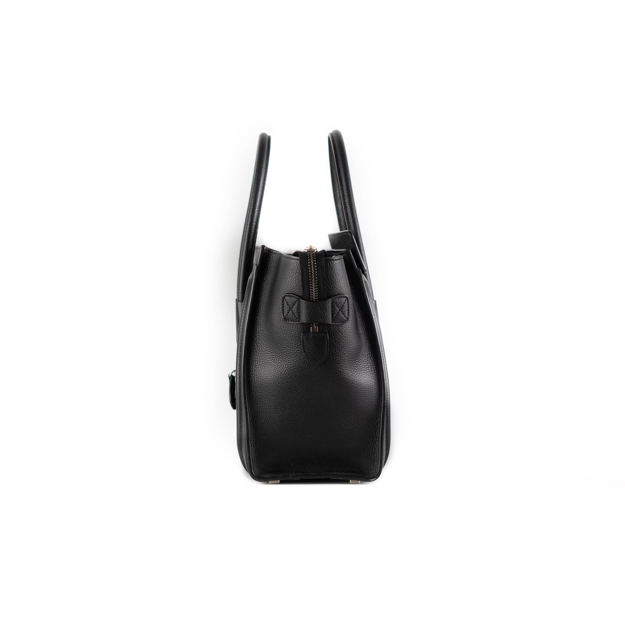 MICRO LUGGAGE HANDBAG IN DRUMMED CALFSKIN - BLACK