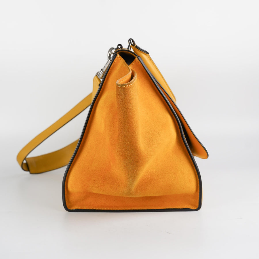 Celine Small Drawstring Bag Triomphe Canvas Tan Calfskin – Coco Approved  Studio