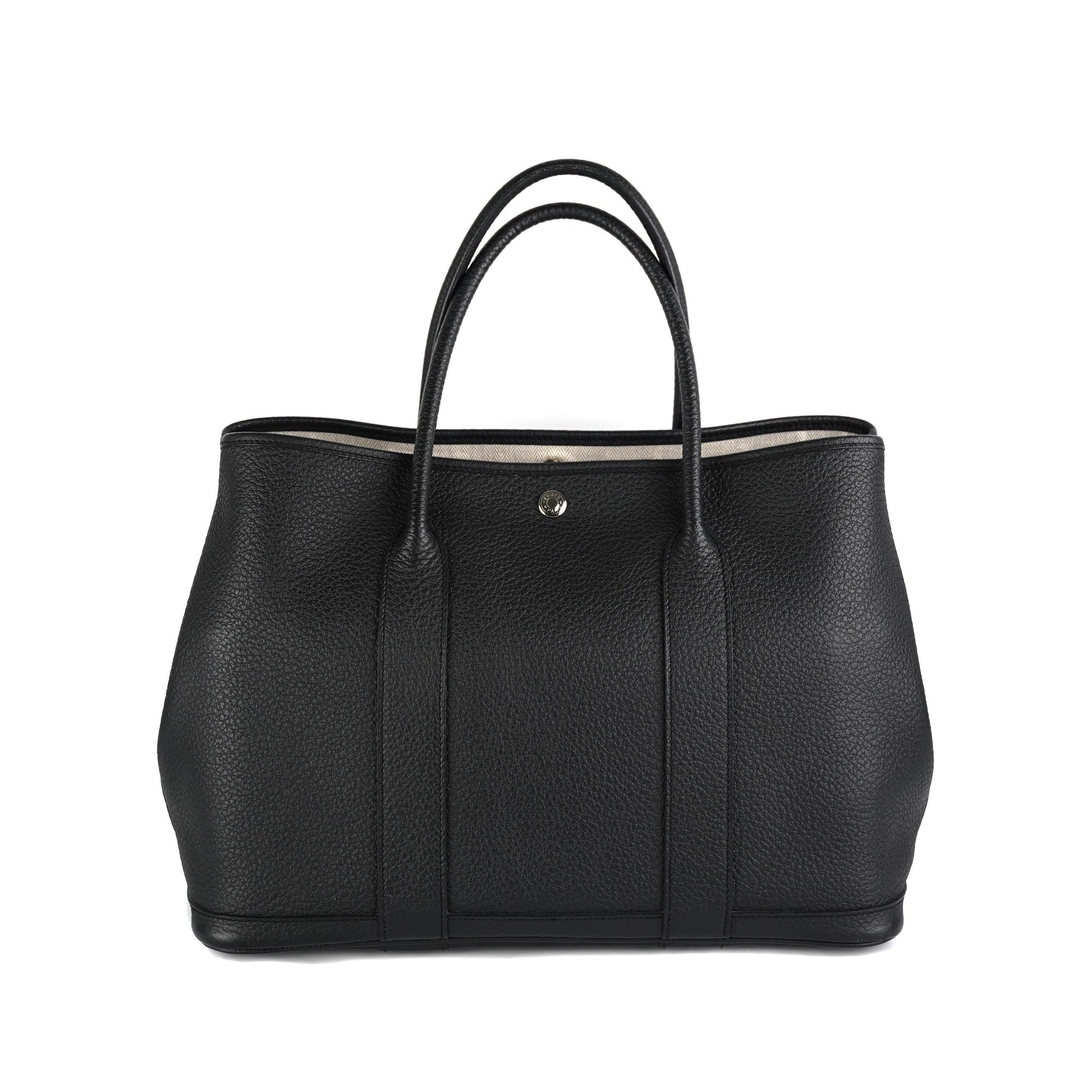 Hermes Garden party 36 black vache country leather # X, Luxury