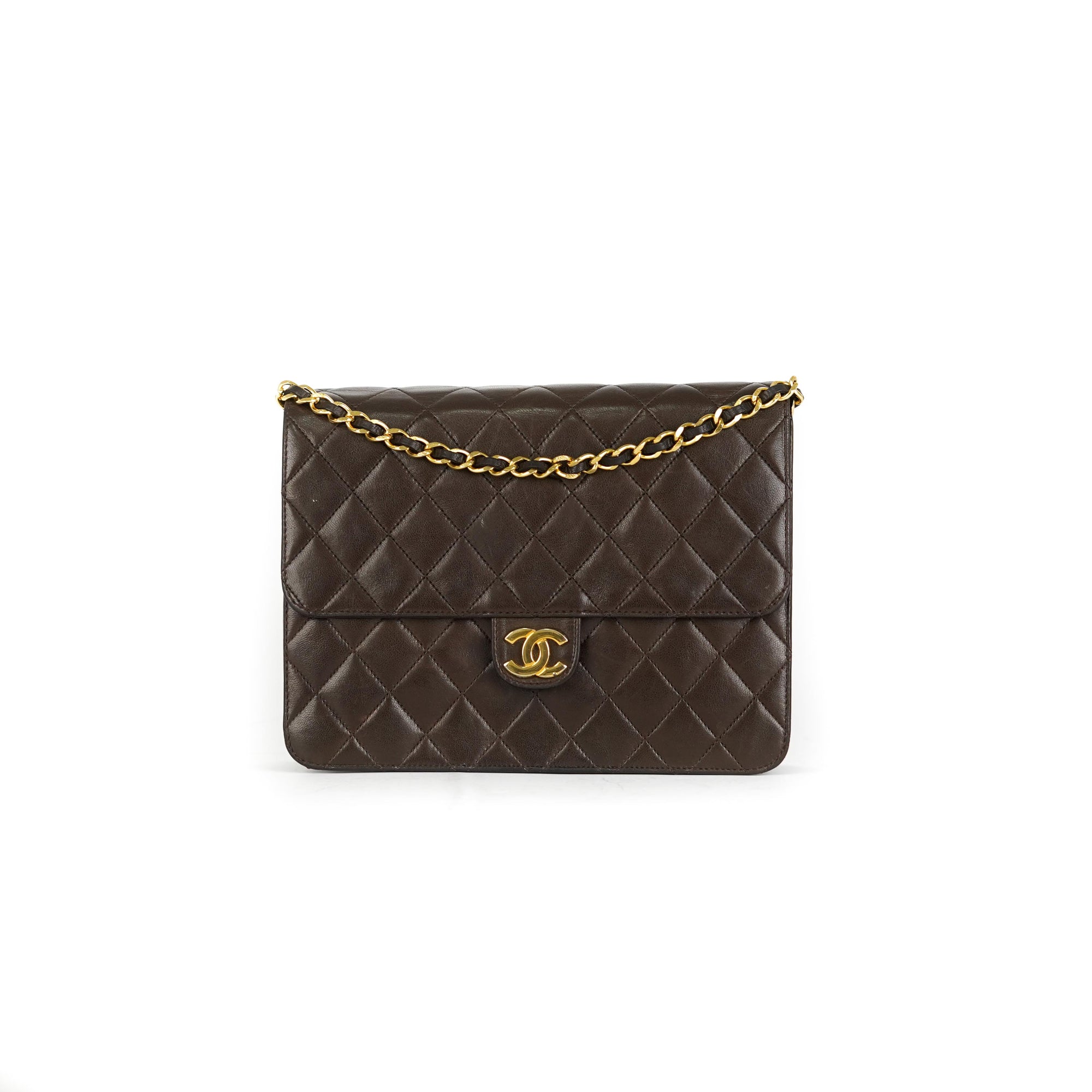 Chanel Brown Lambskin Trapezoid Flap Bag Q6B0Q11I0B003  WGACA